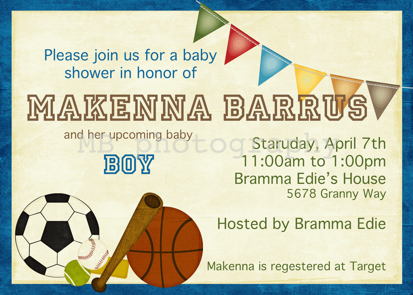 a couple of creative sisters Sports Baby Shower