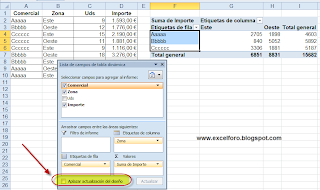 Aplazar actualización del diseño de las Tablas dinámicas en Excel.
