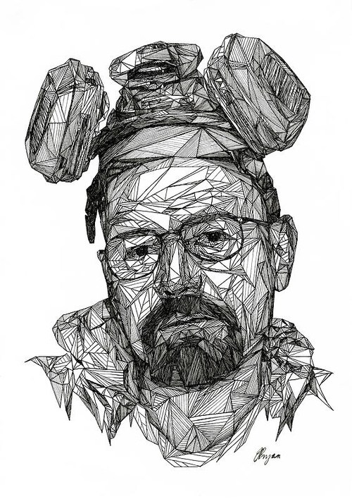 06-Heisenberg-Josh-Bryan-Monochromatic-Triangulation-Drawings-Portraits-www-designstack-co