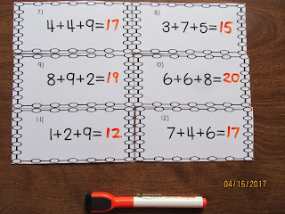 Adding 3 Numbers Task Cards
