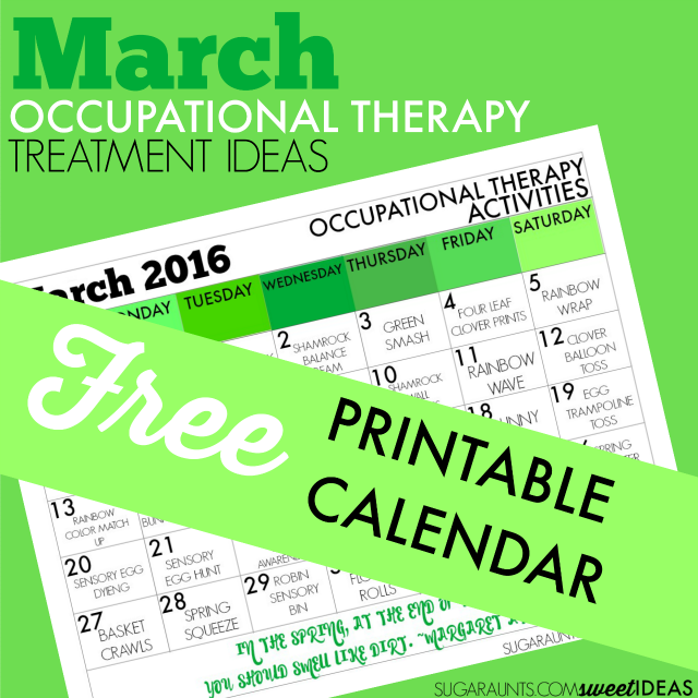 March, Spring, St. Patricks Day, and Easter themed Occupational Therapy ideas