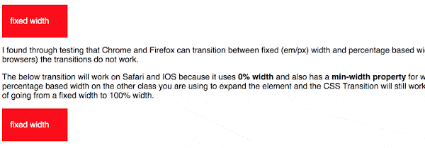 CSS Transitions Fixed Width To Percentage Width