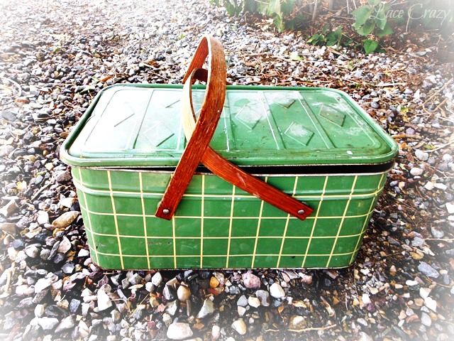 Lace Crazy: Vintage, Metal, Picnic Basket Planter...