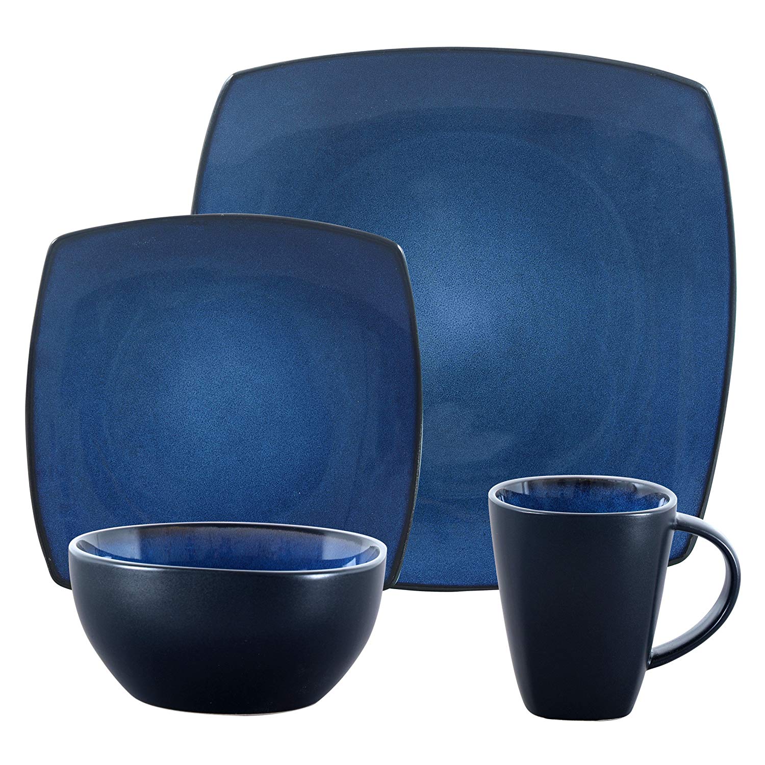 Square Reactive Glaze Dinnerware Set, Blue
