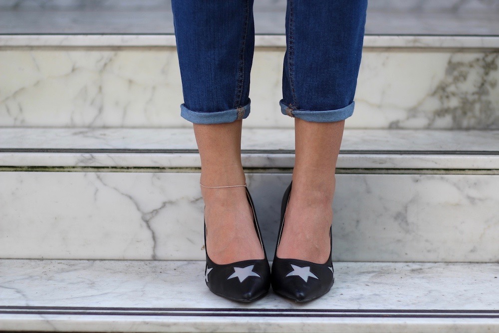 daisy street star print heels peexo