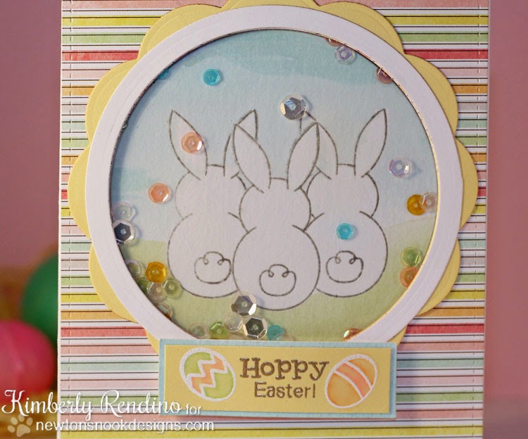 Bunny Hop card by Kimberly Rendino for Newton's Nook Designs | Kimpletekreativity.blogspot.com | Easter | shaker card