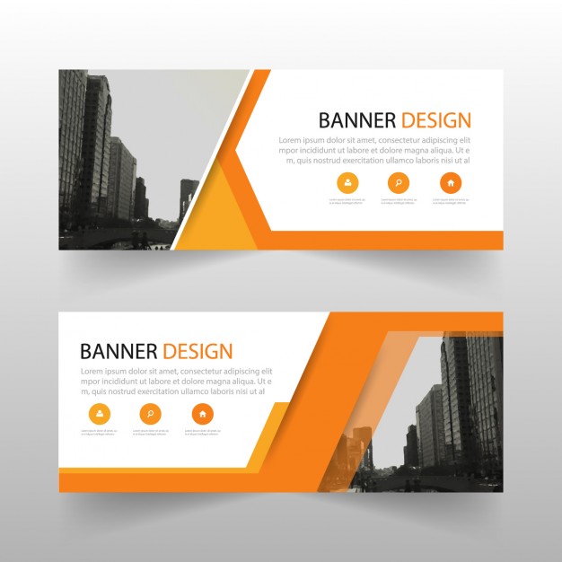 Geometric banner with orange shapes Free Vector