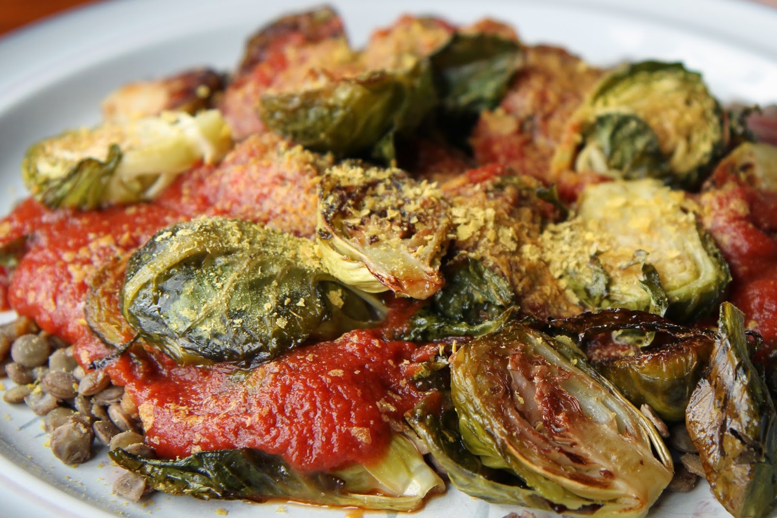 Goodness and Mercy Roasted Brussel Sprouts with Lentils