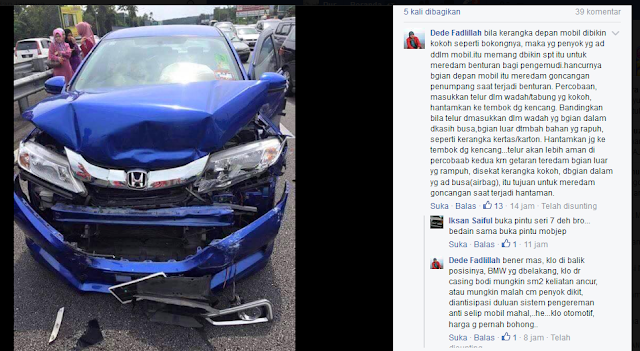Kecelakaan Sedan BMW dan Honda, BWM hanya Penyok Honda Ringsek. Kecelakaan Sedan BMW dan Honda, BWM hanya Penyok Honda Ringsek.