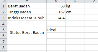 Rumus Excel Menghitung Berat Badan Ideal