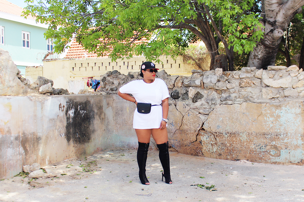 shirt dress thigh high boots