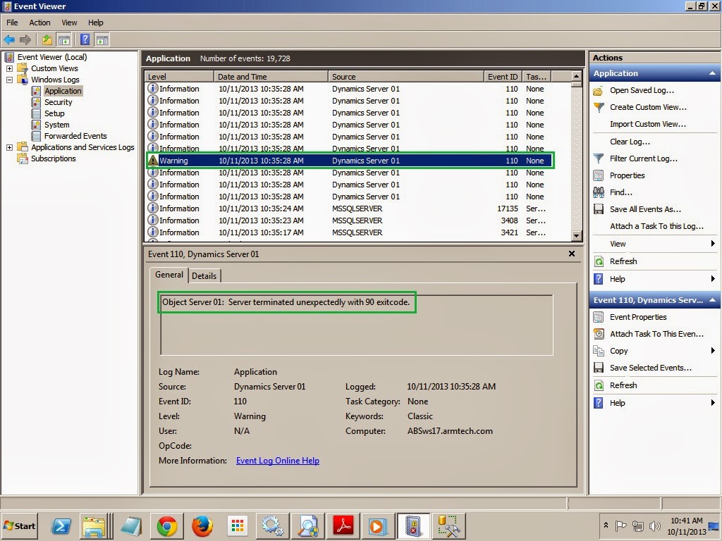 DAXperience Dynamics AX 2012 R2 Server terminated unexpectedly with