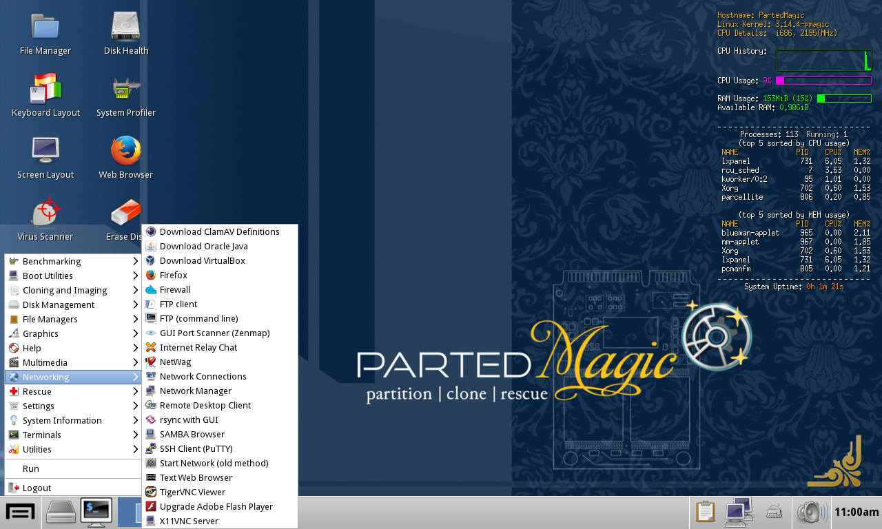 اسطوانة الصيانة  Parted Magic 2014.06.10 لتقسيم الهارد واصلاح مشاكله اخر اصدار