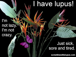 Image flowers. Text: I have lupus! Not crazy, not lazy, just sick sore and tired.
