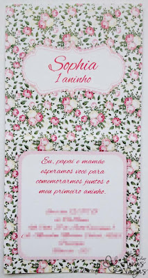 convite artesanal infantil floral provençal rosa coroa dourada princesa menina delicado