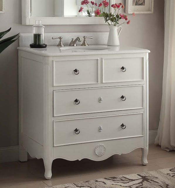 Adelina 34 inch Vintage Bathroom Vanity Antique White Finish Adelina 34 inch Vintage Bathroom Vanity Antique White Finish