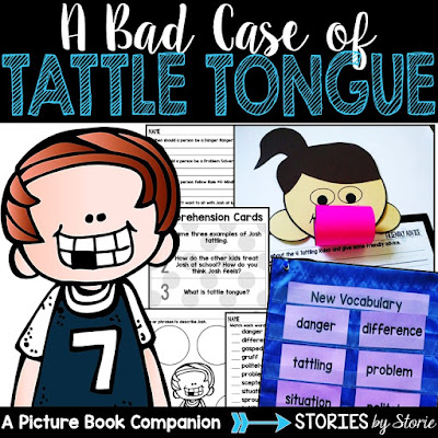  When students do not know the difference between tattling and reporting, it can eat up instructional time and frustrate even the most experienced teacher. I like to spend a good chunk of time at the beginning of the year teaching and using examples to illustrate the difference.  Here are some ideas for using the book, A Bad Case of Tattle Tongue in the classroom to address tattling and reporting.