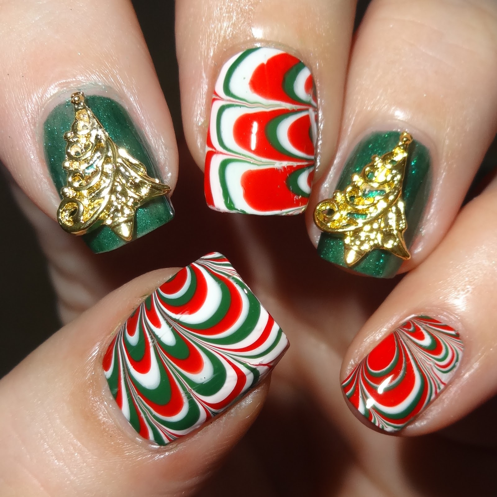 Wendy's Delights: Gold Christmas Tree Nail Charms from Charlies Nail Art