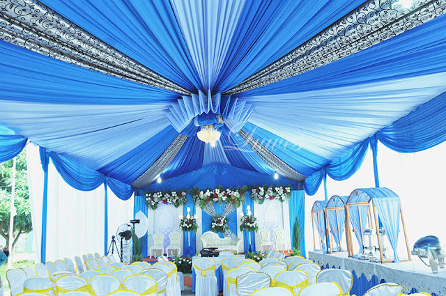Tenda pernikahan Biru batik sentris VIP