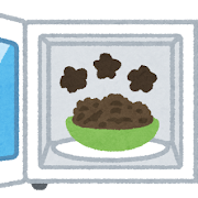 レンジで焦げた食べ物のイラスト