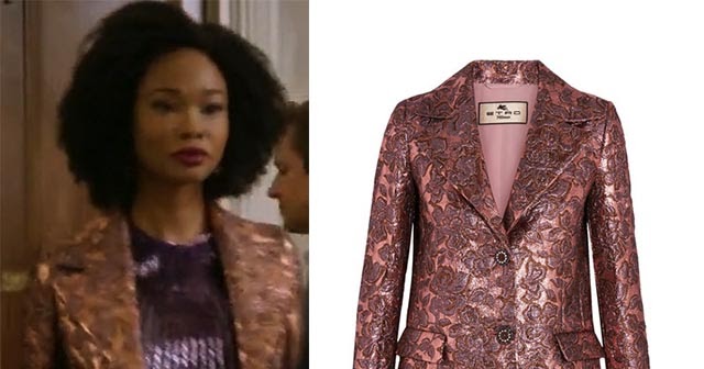 Monica Colby in metallic shiny coat on Dynasty season 1 ~ TV Fashion Finder