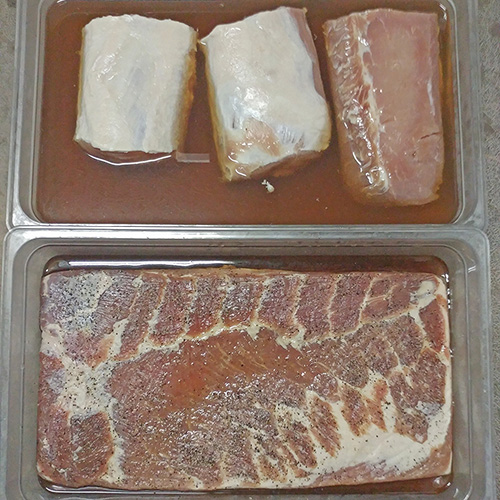 Curing bacon and Canadian style bacon.