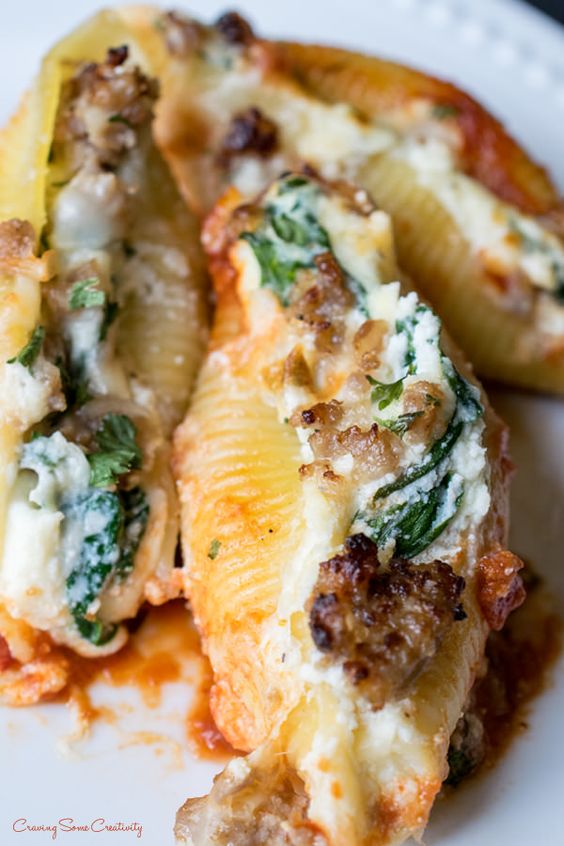 SAUSAGE STUFFED SHELLS WITH SPINACH RECIPE EAT