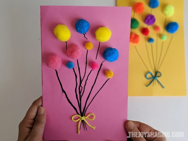 Pom Pom Balloons Birthday Card The Joy Of Sharing