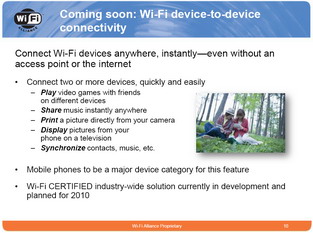 Wi-Fi Direct codenamed "Wi-Fi peer-to-peer" announced