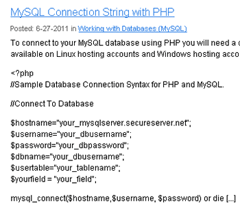 Common Application Database Connection Strings