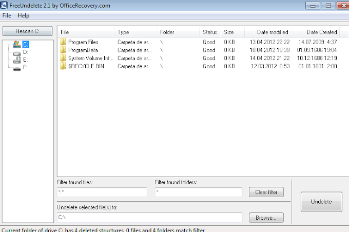FreeUndelete, nos permite  recuperar archivos borrados en tu disco duro  de windows