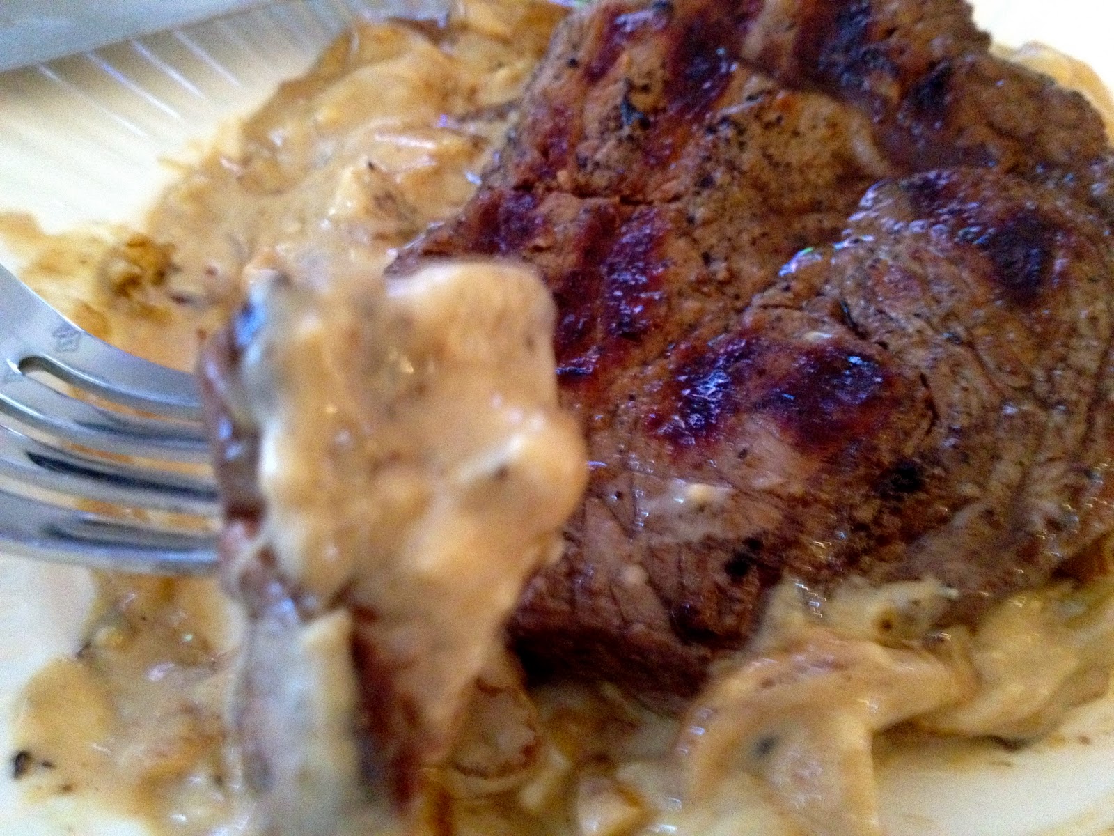 Call Me Mrs. Rapp Steak with OnionBlue Cheese Sauce