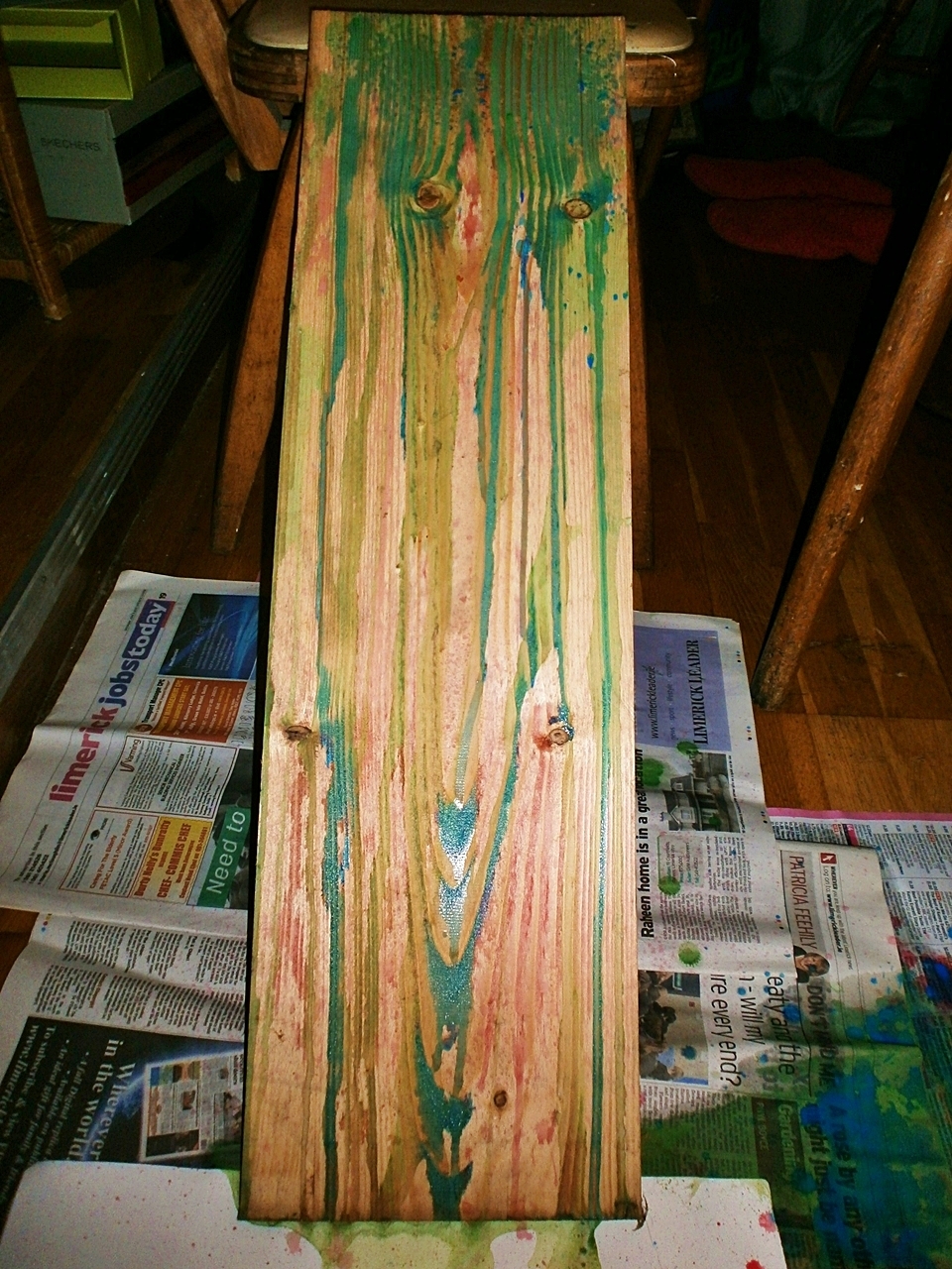 Roisin (K00176383) Dripping paint on wood