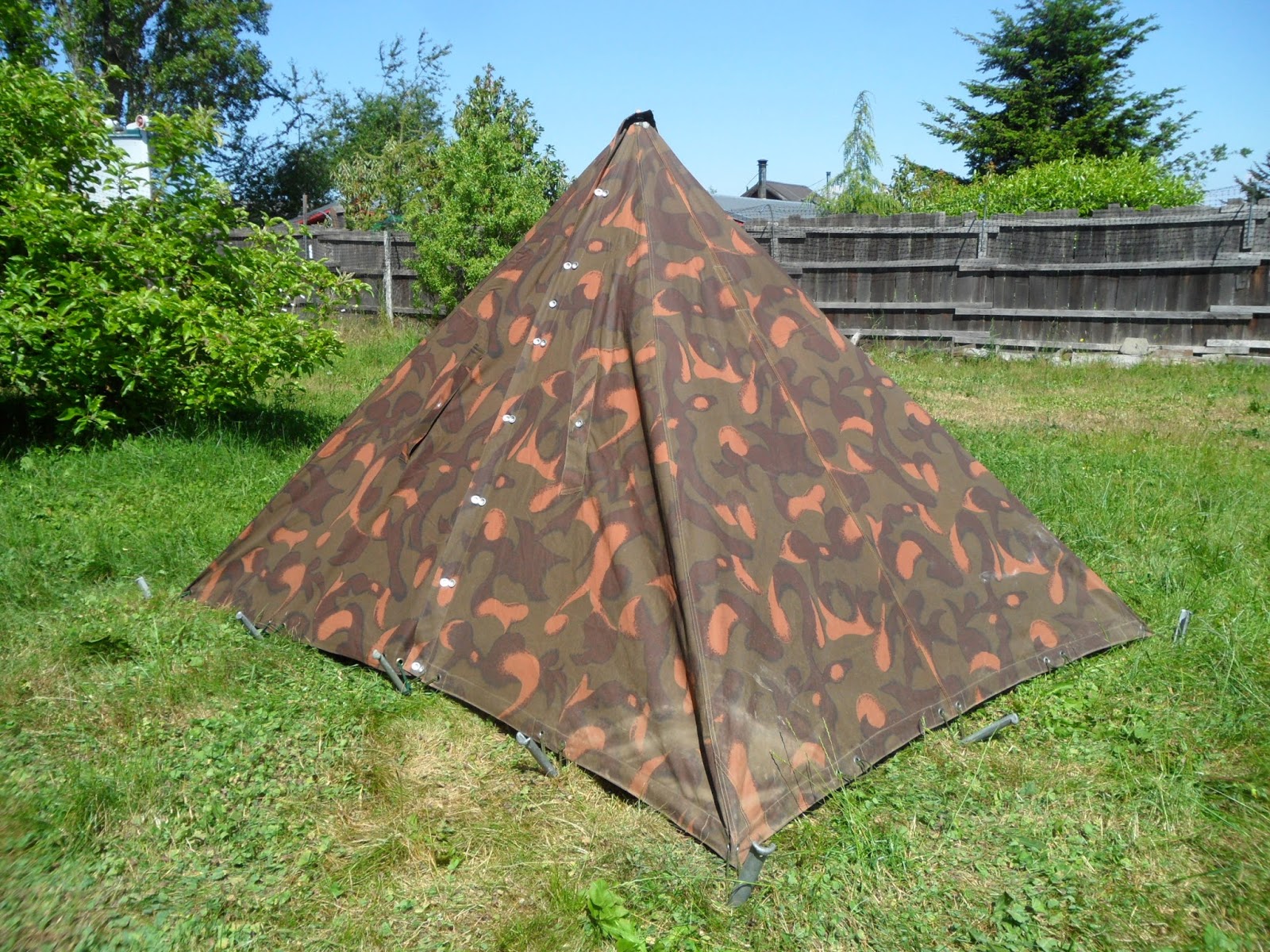 Four Bees Hungarian Zeltbahn M49/82 Set Up as Tent , With Mosin Nagant