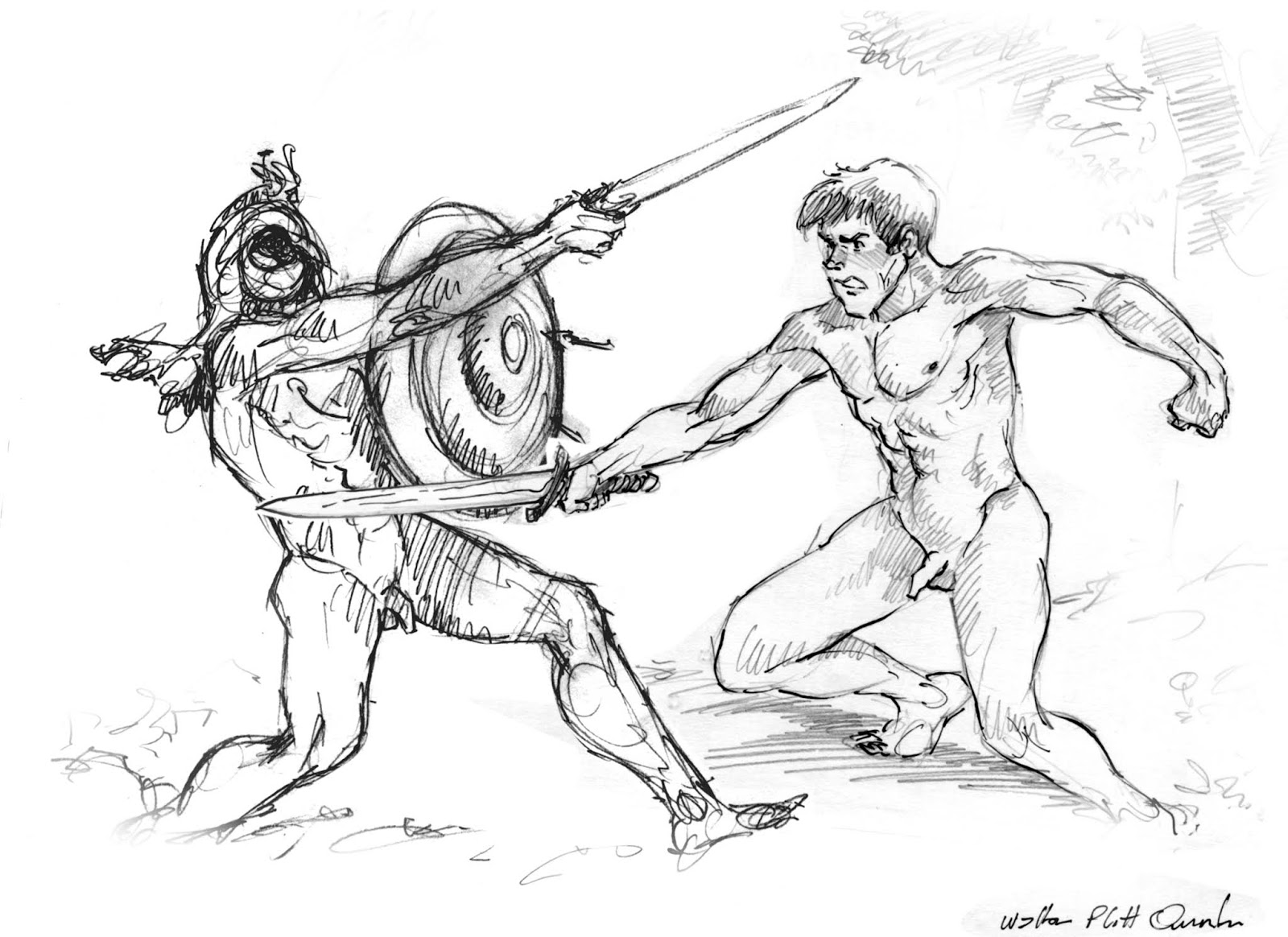 Sword fight sketch.