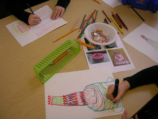 sub plan - students drawing pastries in the style of Wayne Theibaud