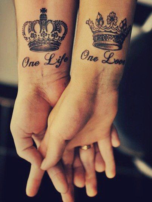 One Life One Love couple tattoo ink 