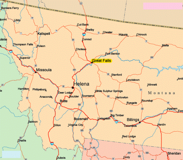 Map of Montana USA States