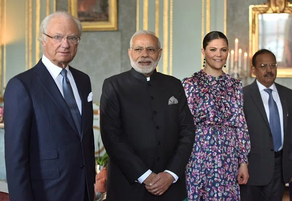 King Carl Gustaf and Crown Princess Victoria received Prime Minister Narendra Modi of India at Royal Palace. Prime Ministers at India-Nordic summit