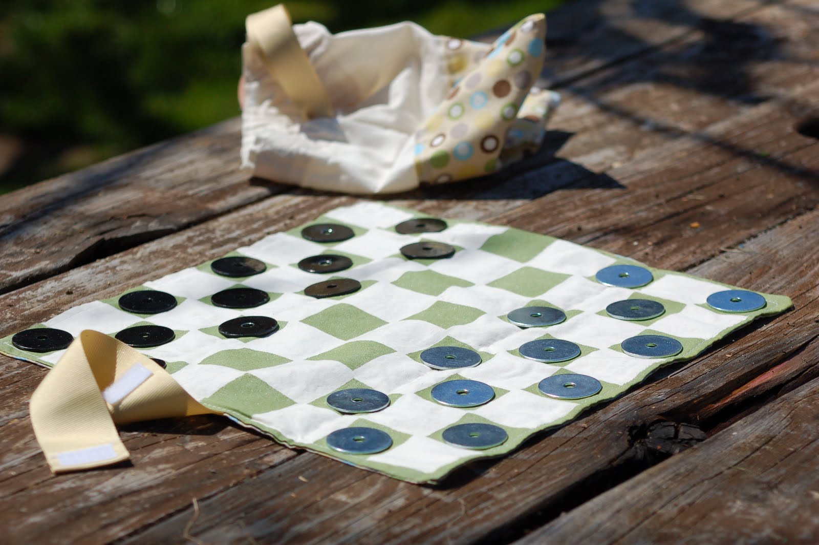 Wrinkled Cloth Napkins Craft Week Travel checkerboard game