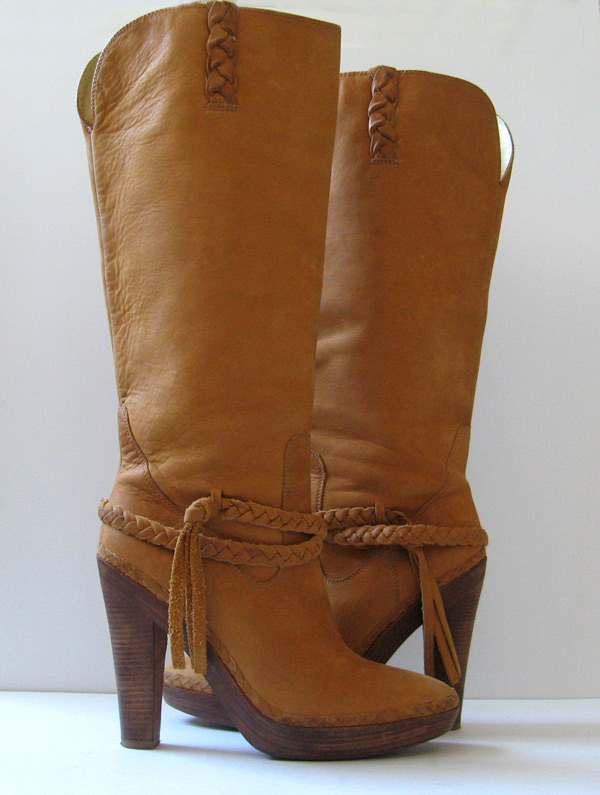 TALL BROWN LEATHER COLE HAAN BOOTS NIKE AIR WOMENS SIZE 7.5