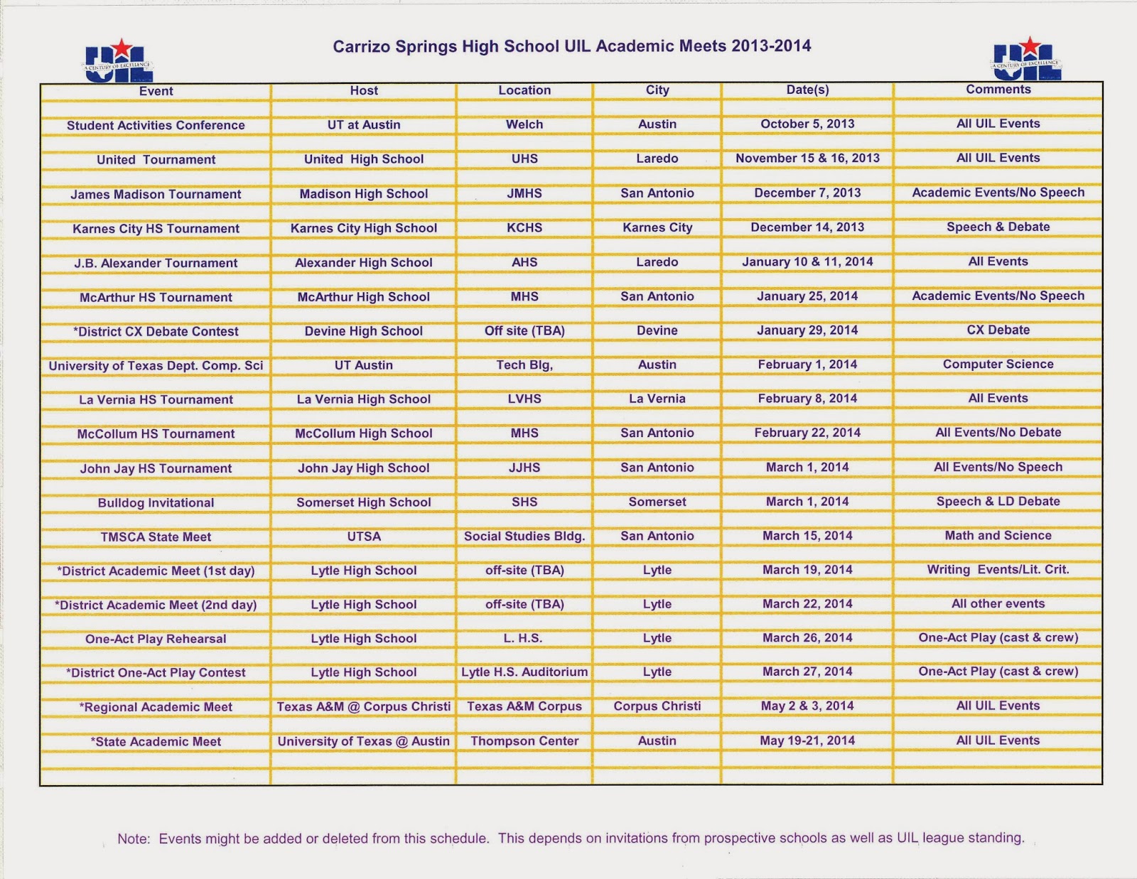 Wildcat UIL Blog October 2013