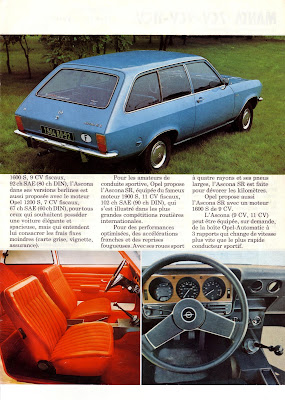 Sales brochure page for Opel Ascona A series