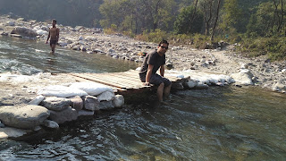 A tributary of River Ganga by the side of camps