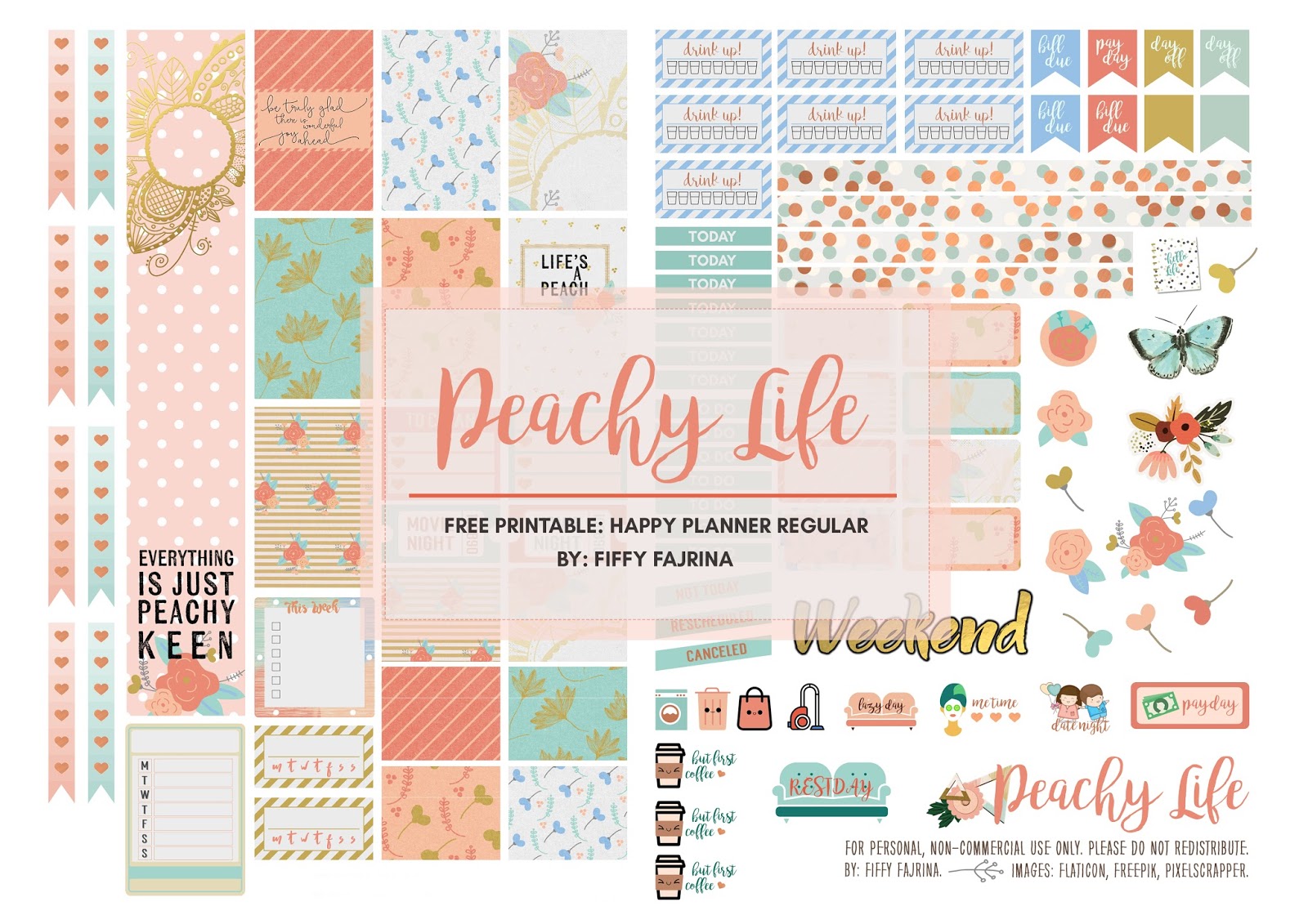 HAPPY PLANNER WEEKLY KIT 003 PEACHY LIFE Be Free happy-planner-weekly-kit-003-peachy-life-be-free