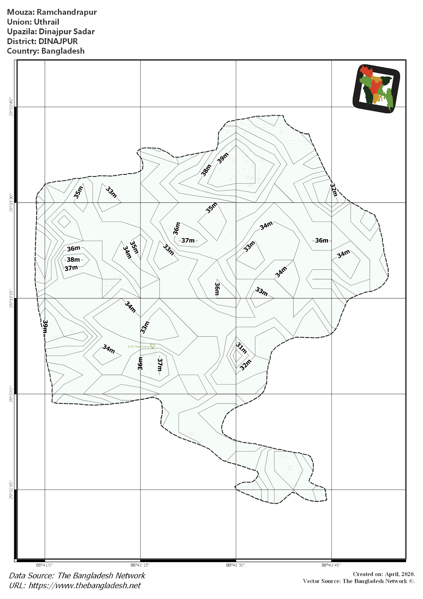 Map of Ramchandrapur Mouza of Dinajpur Sadar Upazila, DINAJPUR Map of Ramchandrapur Mouza of Dinajpur Sadar Upazila, DINAJPUR, Bangladesh.