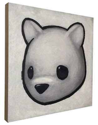 “Sad Bear (White)” Print on Wood by Luke Chueh