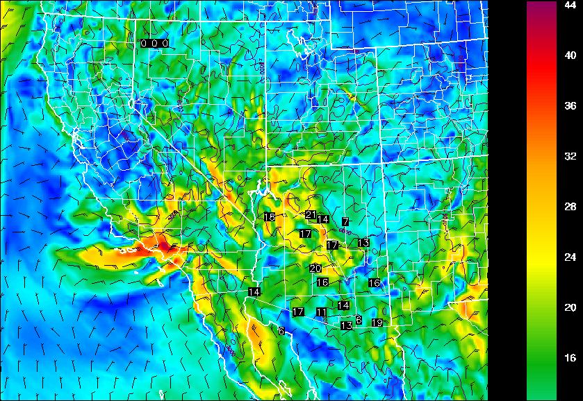 MADWEATHER WRFGFS Forecast Of Winds For The Southwest