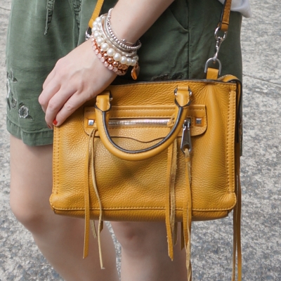 Rebecca Minkoff micro Regan satchel in Harvest Gold | away from the blue
