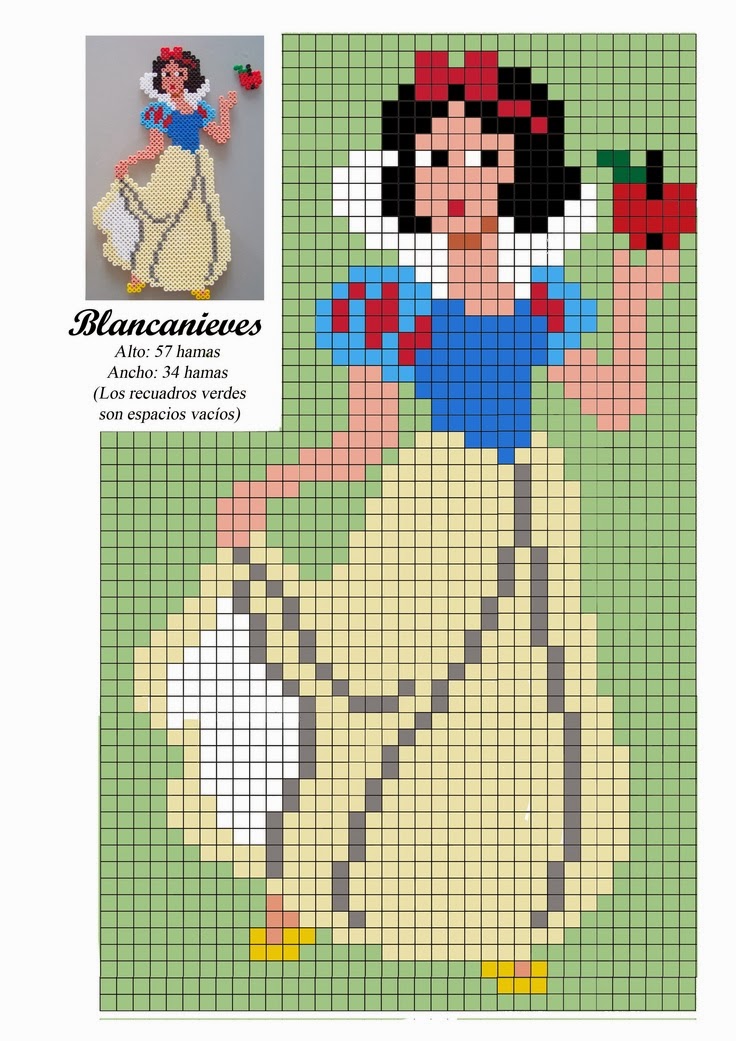 Snow White from Snow White and the Seven Dwarfs Hama Beads Pattern post by wememade